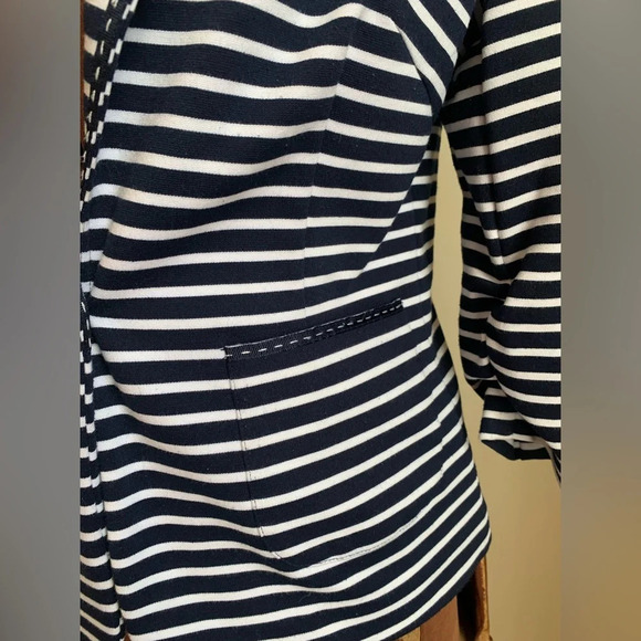 Laundry By Shelli Segal Navy and White Striped Blazer - Picture 4 of 11